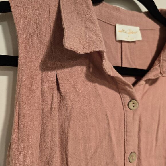 Allie Rose Linen Cotton Blend Boho Beachy Romper Small Mauve Pink Summer Spring - Picture 5 of 11